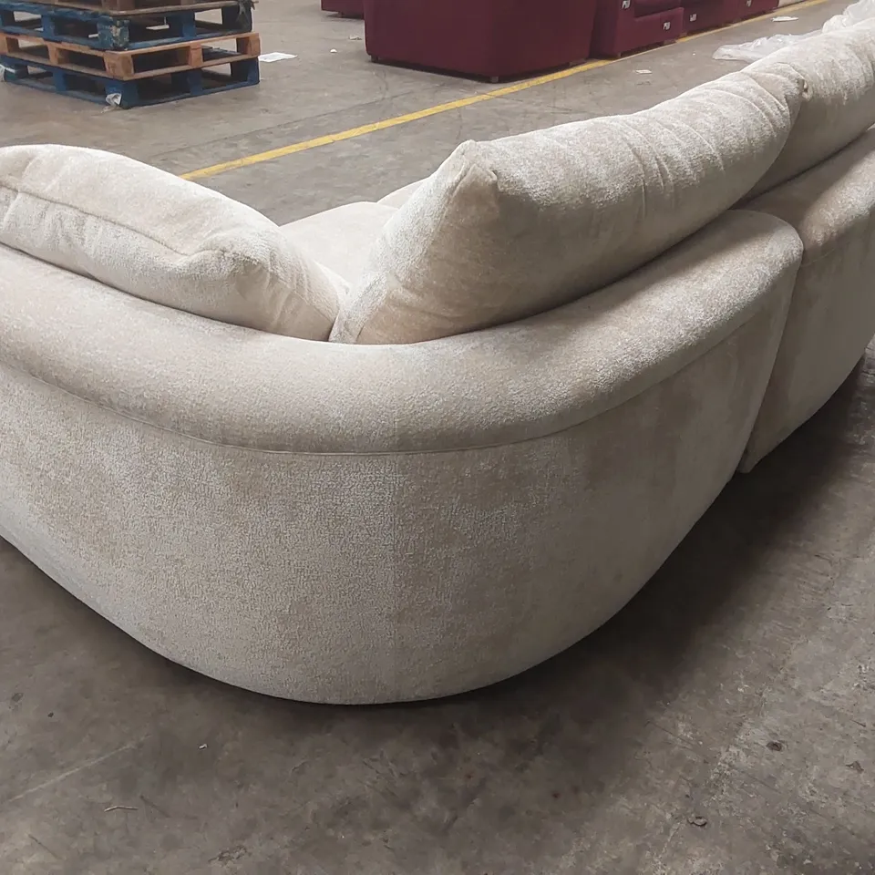 QUALITY DESIGNER EX DISPLAY OPEN-ENDED FABRIC CHAISE SOFA - CREAM