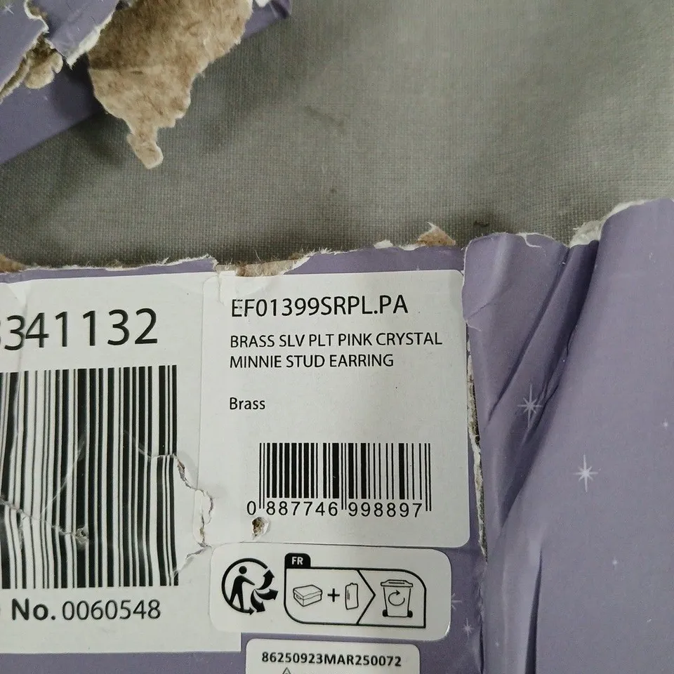 MINNIE MOUSE PINK CRYSTAL EARRINGS. UNBOXED 