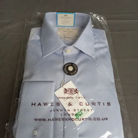 HAWES & CURTIS FITTED SLIM SHIRT IN BLUE SIZE 14.5/33