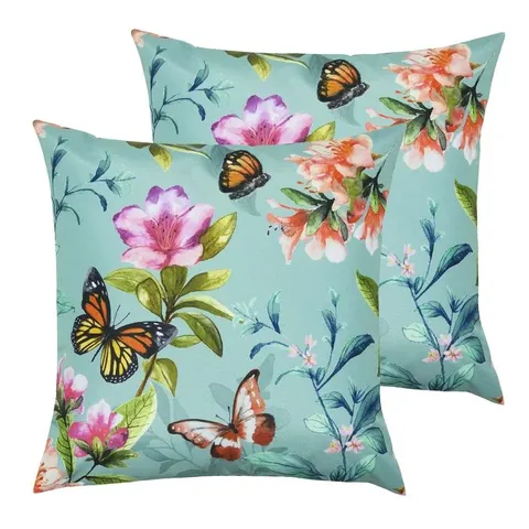 BOXED DEKWAN INDOOR / OUTDOOR FLORAL SQUARE SCATTER CUSHIONS