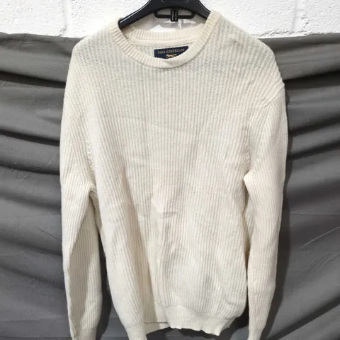 PAUL COSTELLOE PREMIUM LAMBSWOOL BLEND KNITTED JUMPER IN CREAM – UK XL