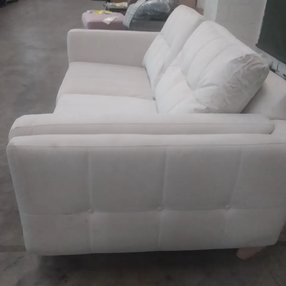 QUALITY BRITISH DESIGNER LOUNGE CO. COLLAKU 2 SEATER SOFA NATURAL PLUSH FABRIC 