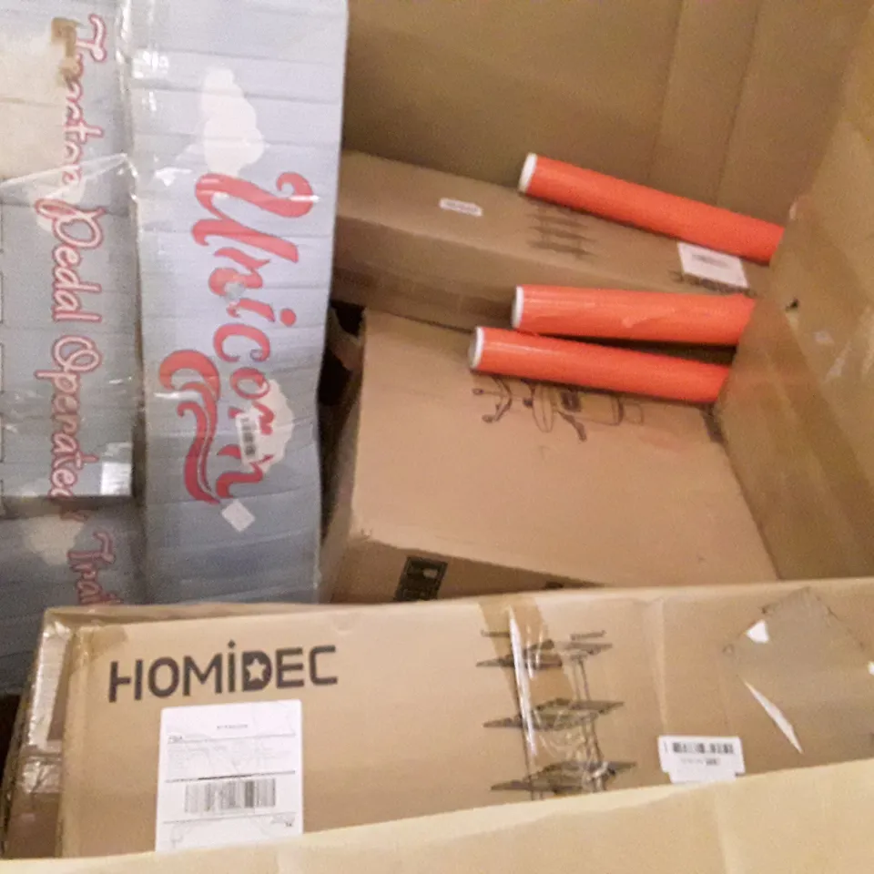 PALLET OF ASSORTED PRODUCTS INCLUDING SUITCASE, SELECTMIRROR RHONE, HOMIDEC DRYING RACK, CEILING FAN LIGHT, OFFICE CHAIR