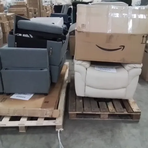 2 x PALLETS OF ASSORTED DAMAGED OR INCOMPLETE SOFA, CHAIR AND FURNITURE PARTS