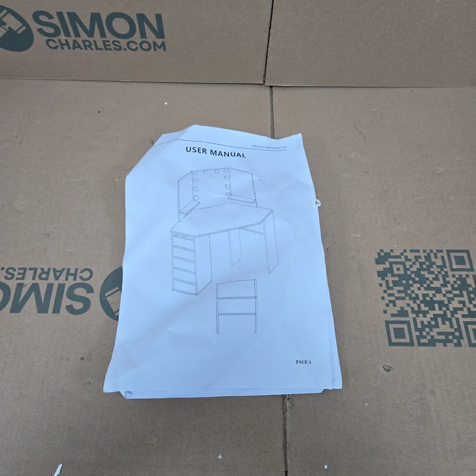 CORNER DRESSING TABLE SET WITH ASSEMBLY INSTRUCTIONS BOXED