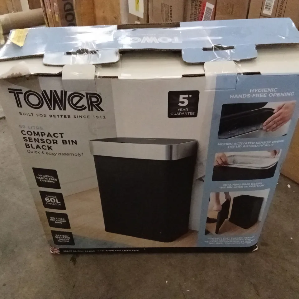 BOXED TOWER COMPACT SENSOR BIN, 60L (1 BOX)