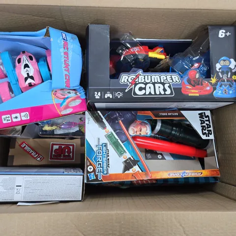 APPROXIMATELY 10 ASSORTED TOYS & GAMES PRODUCTS TO INCLUDE STAR WARS LIGHTSABER FORGE, RC BUMPER CARS, WALL CLIMBING CAR, ETC