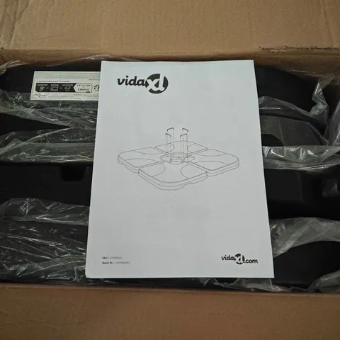 BOXED VIDALXL 4-PIECE UMBRELLA BASE IN BLACK