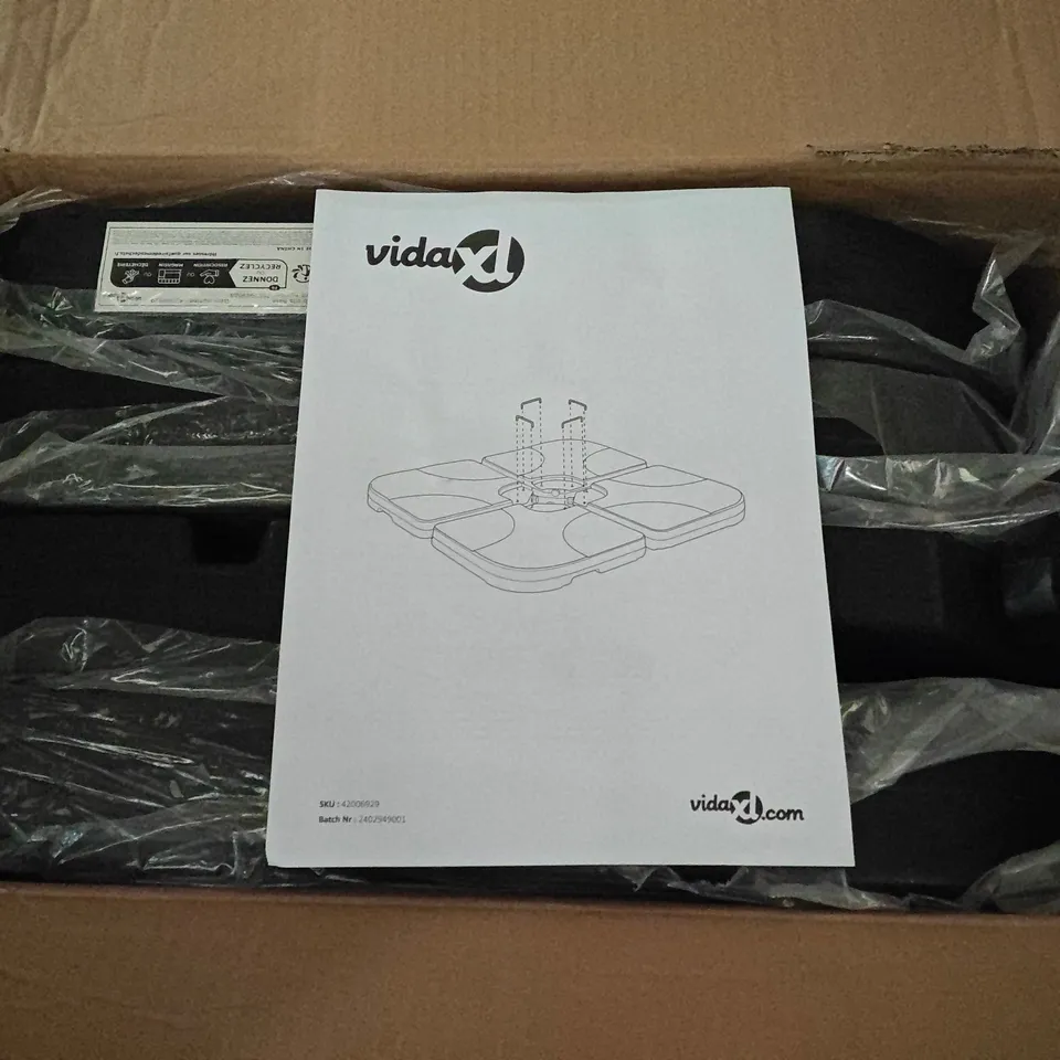BOXED VIDALXL 4-PIECE UMBRELLA BASE IN BLACK