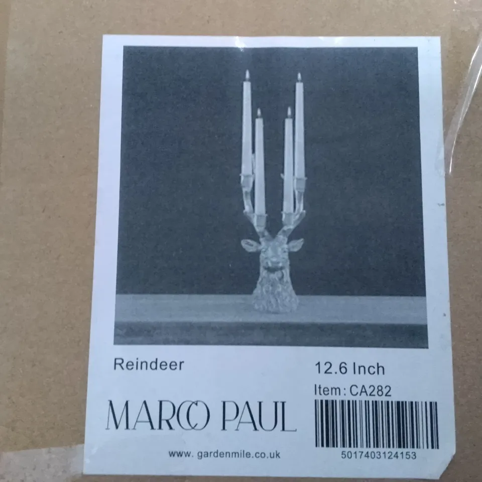 BOXED MARCO PAUL 12.6" REINDEER CANDELABRA 