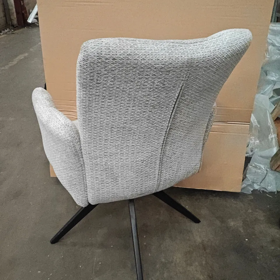 LIGHT GREY FABRIC 360 ROTATION CHAIR ON BLACK METAL BASE
