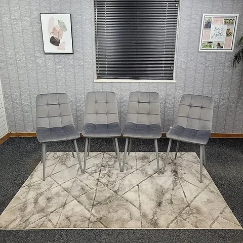 BOXED KOSY KOALA ROCCO VELVET DINING CHAIRS - GREY (1 BOX)