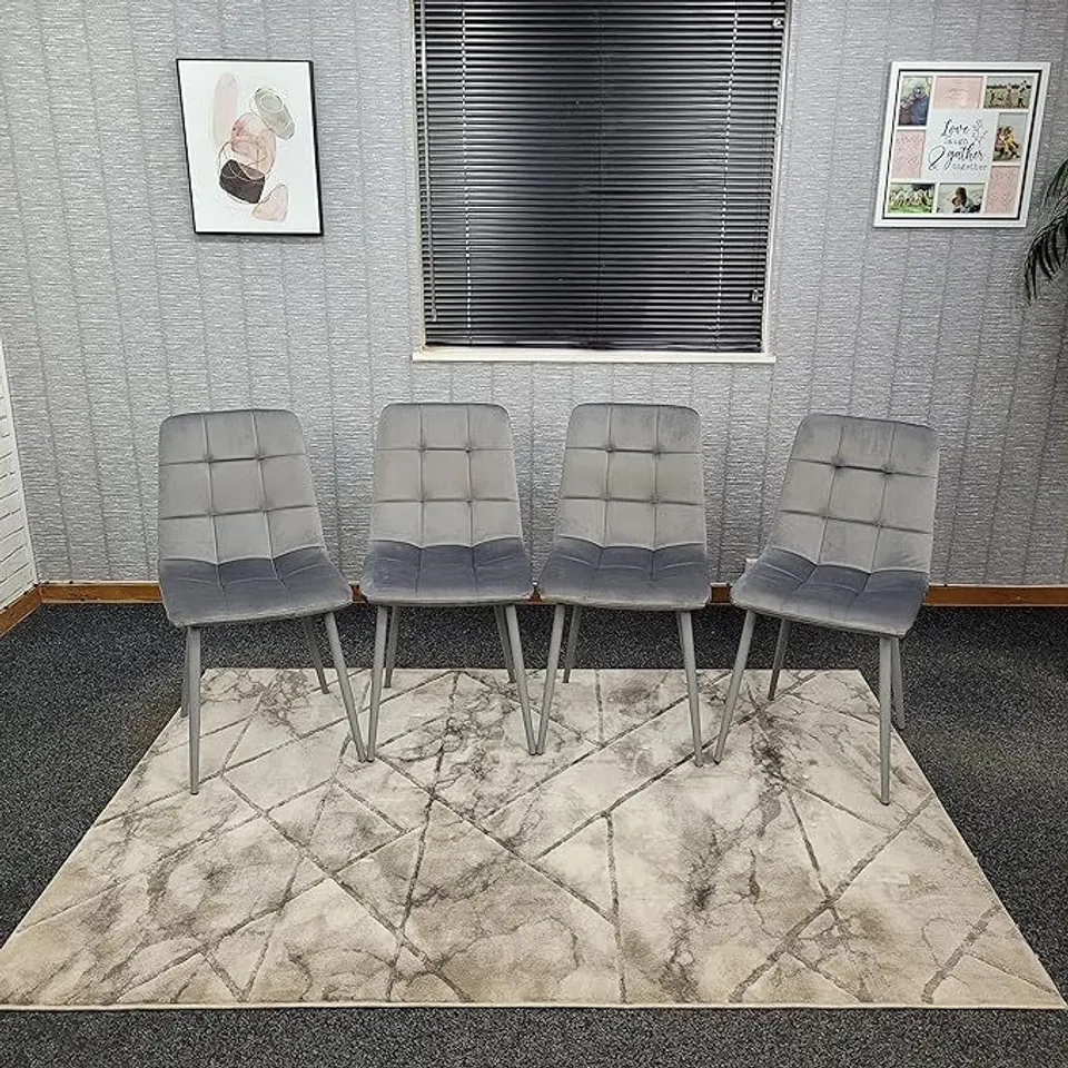 BOXED KOSY KOALA ROCCO VELVET DINING CHAIRS - GREY (1 BOX)