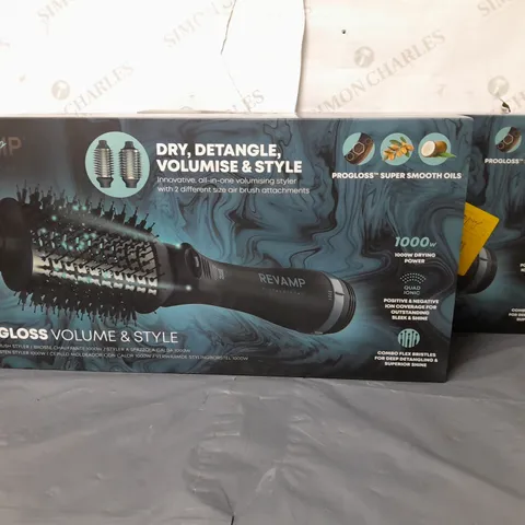LOT OF 2 BOXED REVAMP PROGLOSS VOLUME & STYLE 1000W HOT BRUSH STYLER