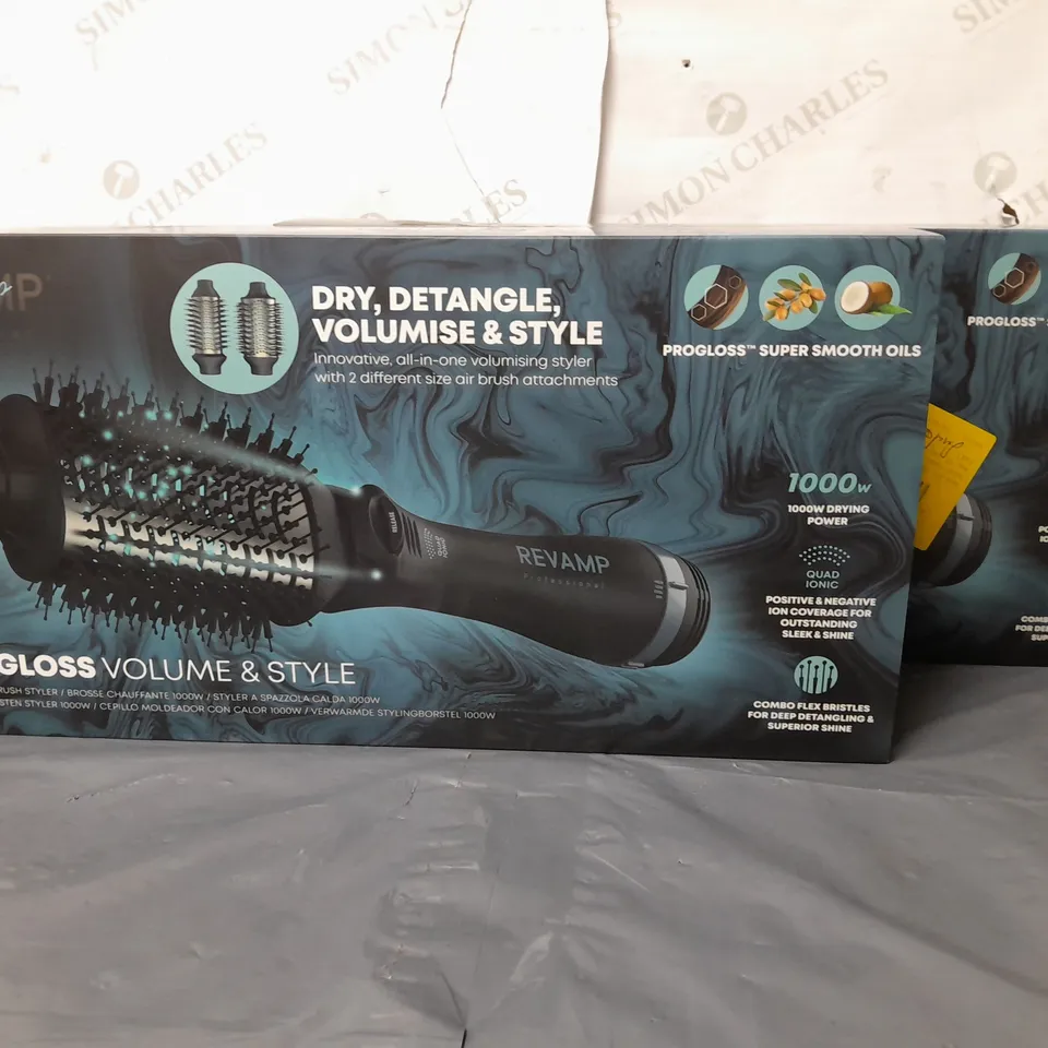 LOT OF 2 BOXED REVAMP PROGLOSS VOLUME & STYLE 1000W HOT BRUSH STYLER