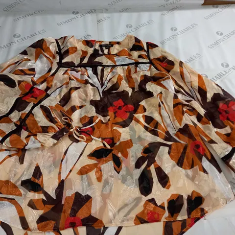 MASSIMMO DUTTI BROWN FLORAL SLEEVED TOP - EUR 38