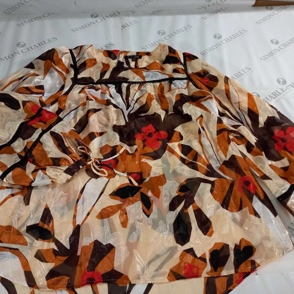 MASSIMMO DUTTI BROWN FLORAL SLEEVED TOP - EUR 38