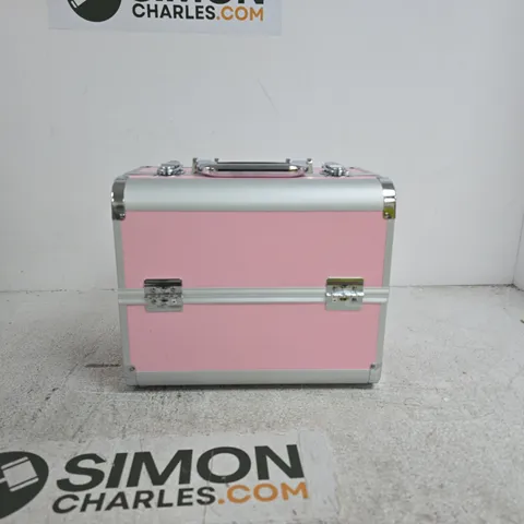 PINK ALUMINIUM-FRAMED CASE WITH PULL-OUT TRAYS