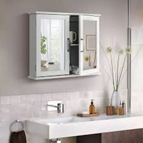 BOXED COSTWAY DOUBLE DOOR WALL-MOUNTED BATHROOM MIRRORED MEDICINE CABINET - WHITE (1 BOX)