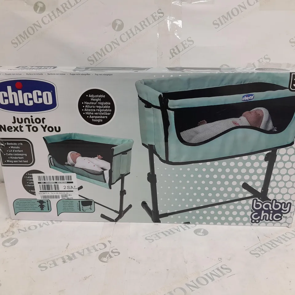 CHICCO NEXT TO ME TOY COT IN BLUE  RRP £33.99