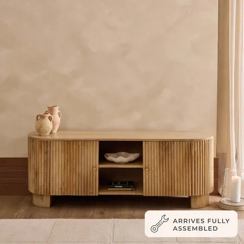 BOXED DUSK FINLEY MANGO WOOD TV UNIT FOR TV UNIT TVS UP TO 55" - NATURAL