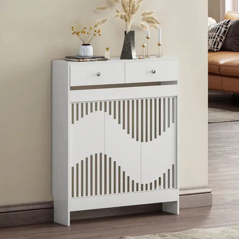 BOXED RADIATOR COVER WITH DRAWERS, MODERN MDF WOOD CABINET SHELF 