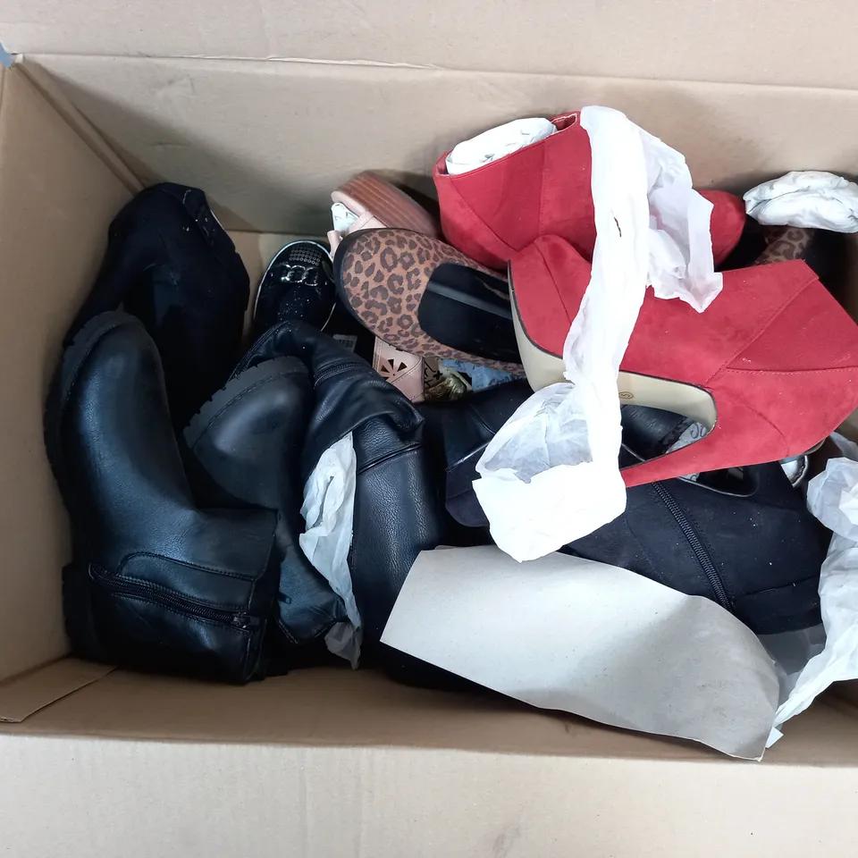 APPROXIMATELY 10 ASSORTED PAIRS OF SHOES IN VARIOUS COLOURS, STYLES, AND SIZES