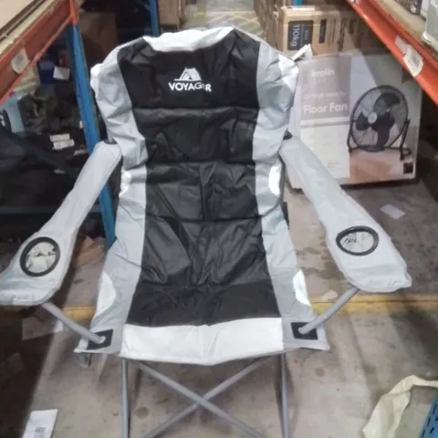 BAGGED VOYAGER CAMPING CHAIR BLACK AND GREY