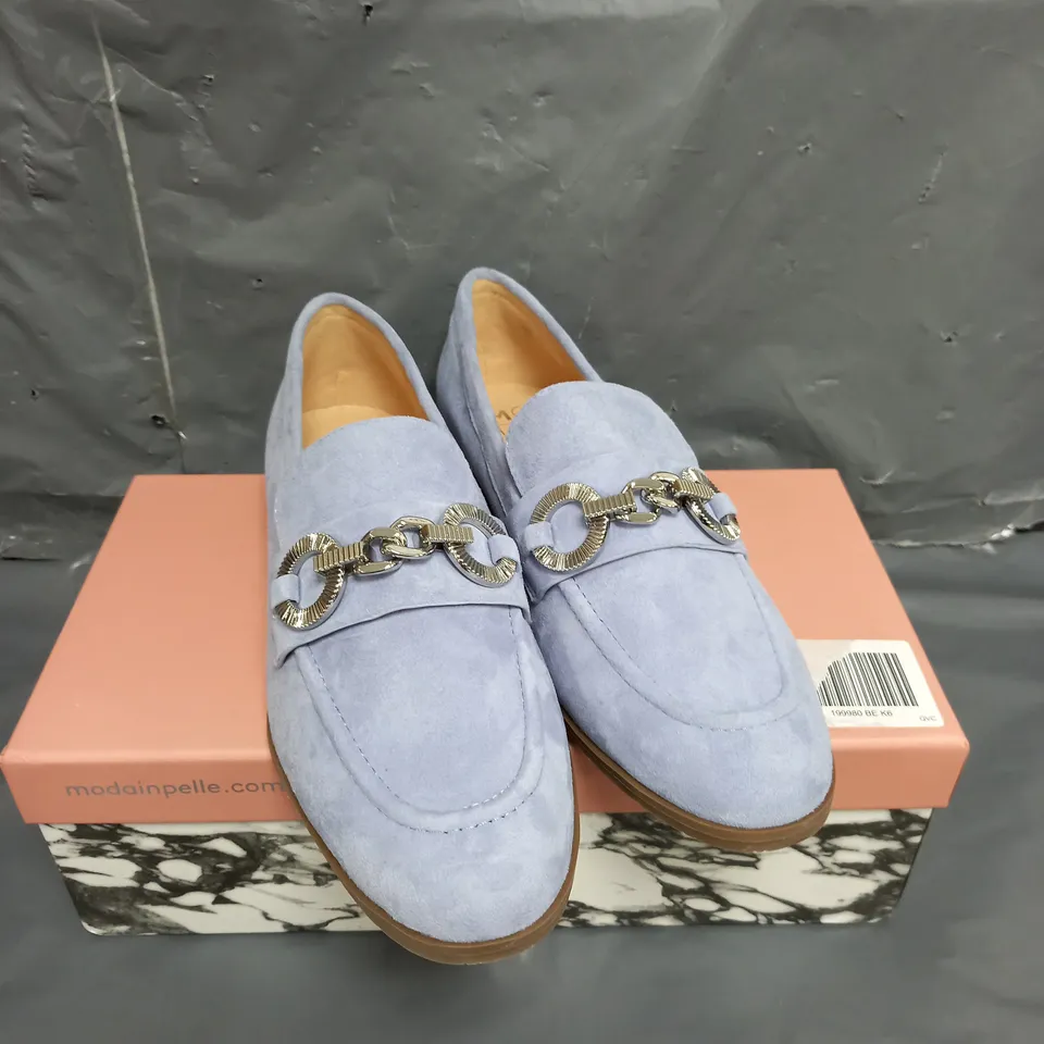 MODA IN PELLE FIFI SUEDE LOAFERS BLUE SIZE 6