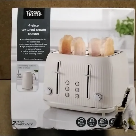 BOXED 4-SLICE TEXTURED CREAM TOASTER 