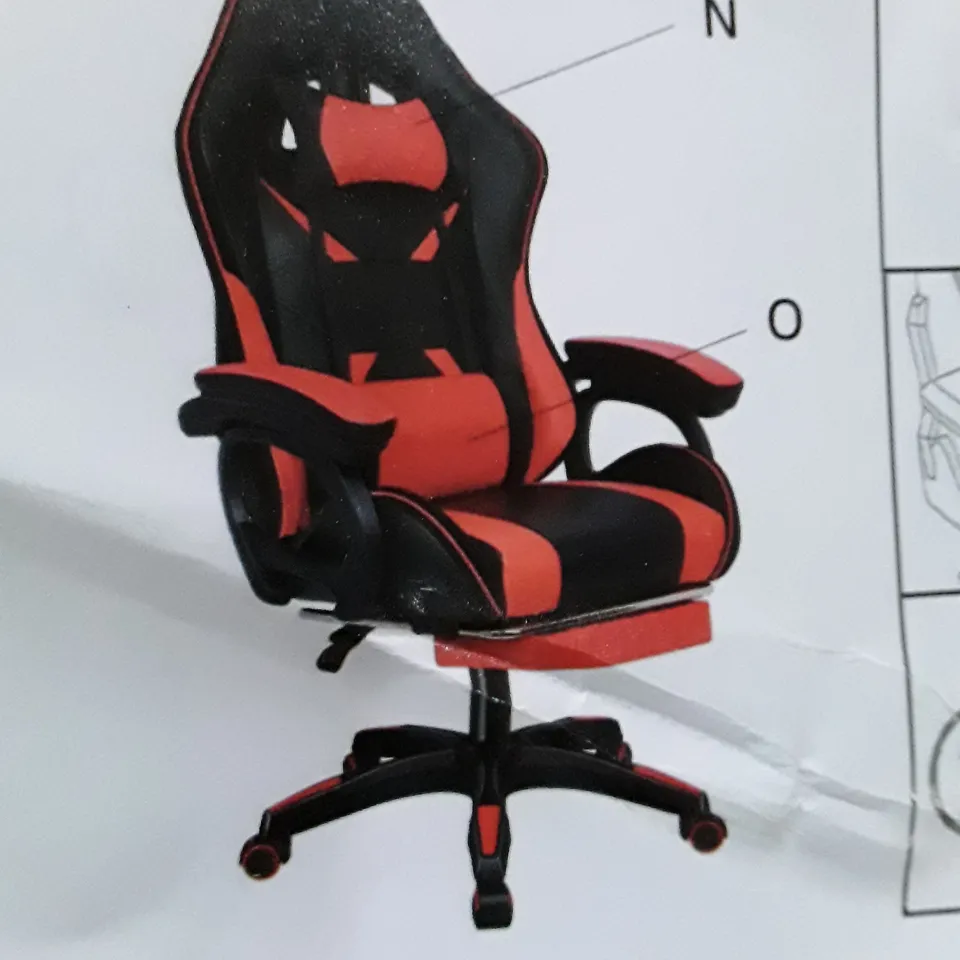 BOXED BLACK LEATHER GAMING CHAIR 