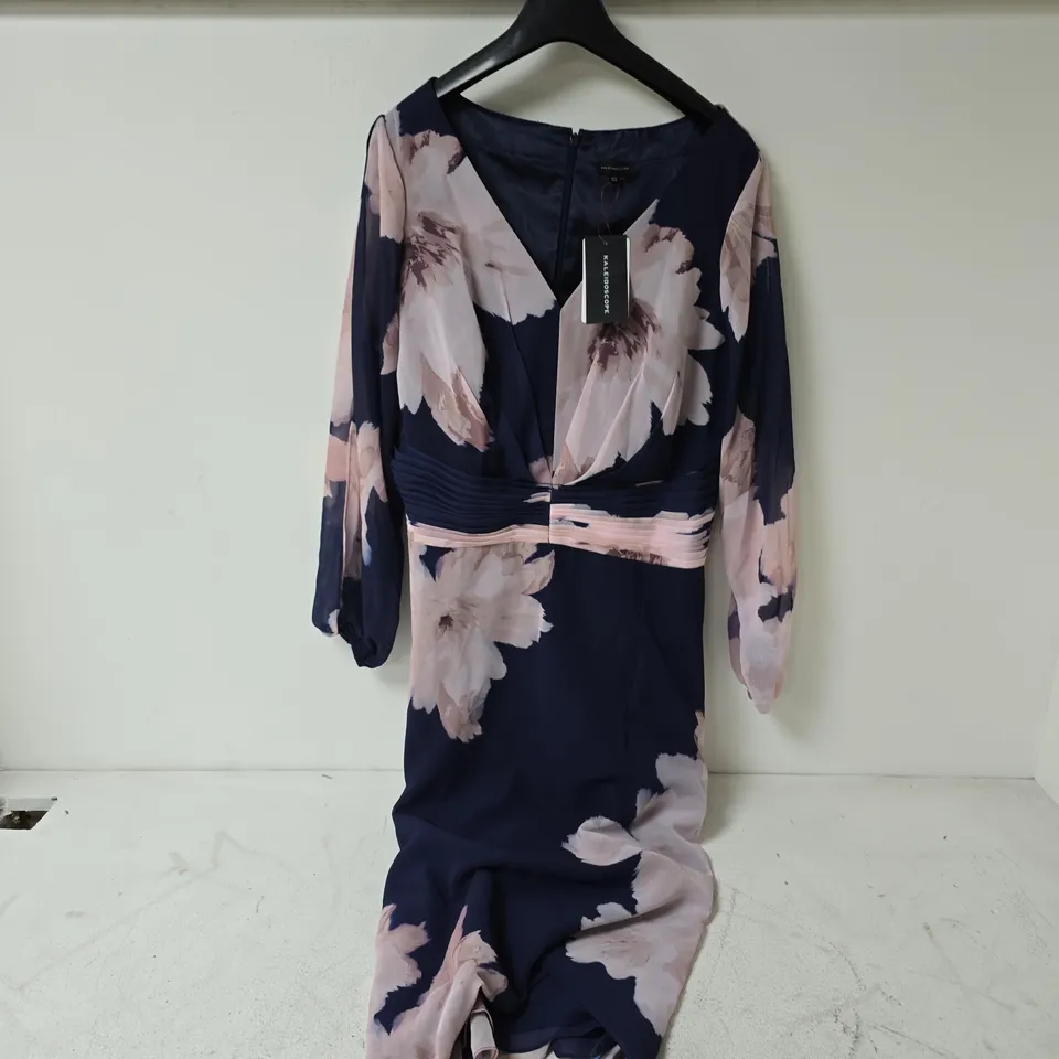 KALEIDOSCOPE NAVY PRINT MIDI DRESS - SIZE 22