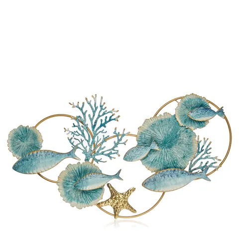 GARDEN REFLECTIONS COASTAL EDIT FISH AND SEABED 3D METAL WALL DECOR