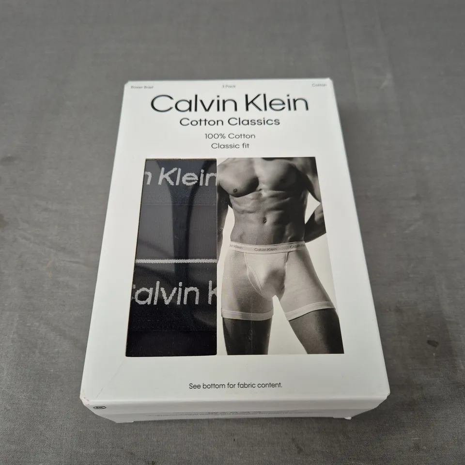 BOXED CALVIN KLEIN 3PACK COTTON BOXER BRIEFS IN BLACK SIZE L