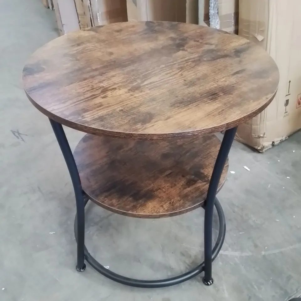 RUSTIC BROWN METAL FRAME SIDE TABLE
