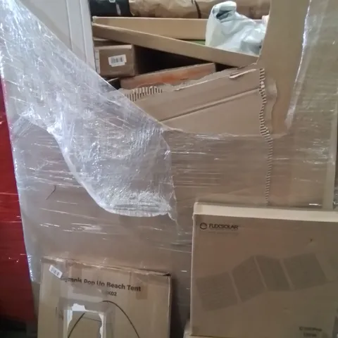 PALLET OF ASSORTED HOUSEHOLD GOODS AND PRODUCTS TO INCLUDE;FOLDABLE SOLAR PANELS,COFFEE MACHINE,POPUP TENT