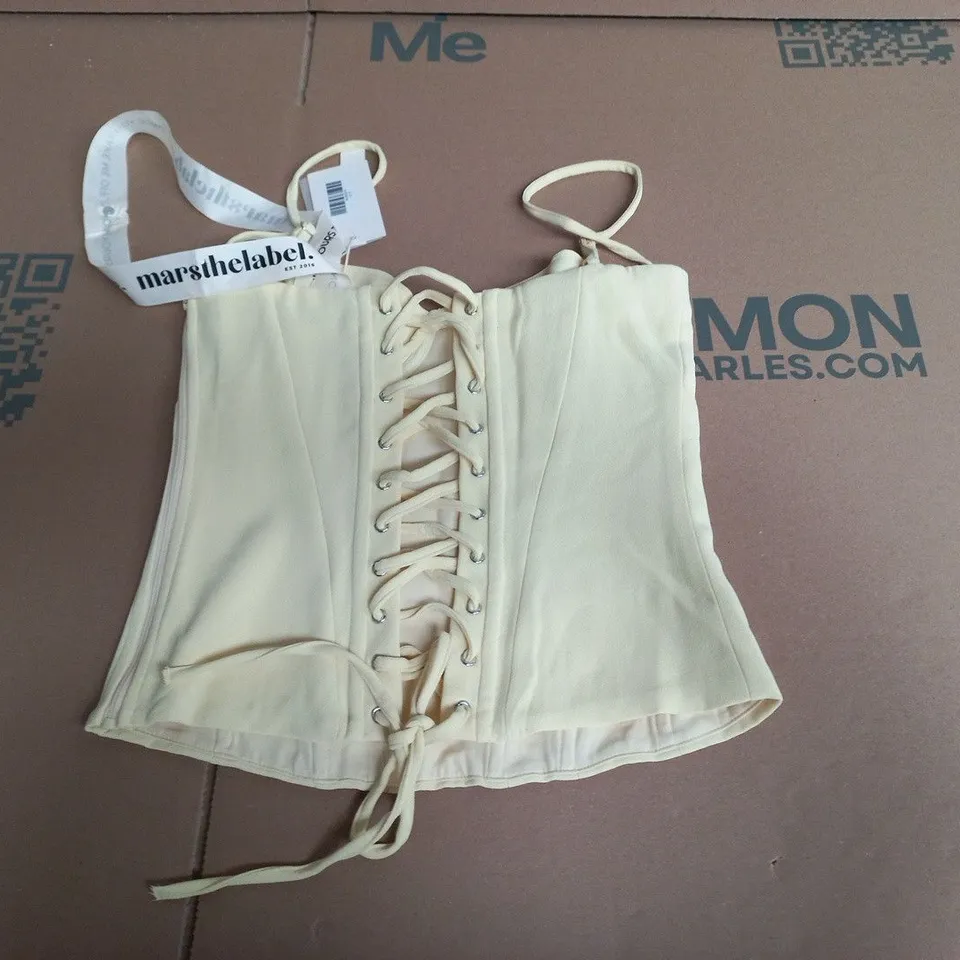 BEIGE BUSTIER/CORSET TOP WITH LACE-UP DETAILING – UK 10