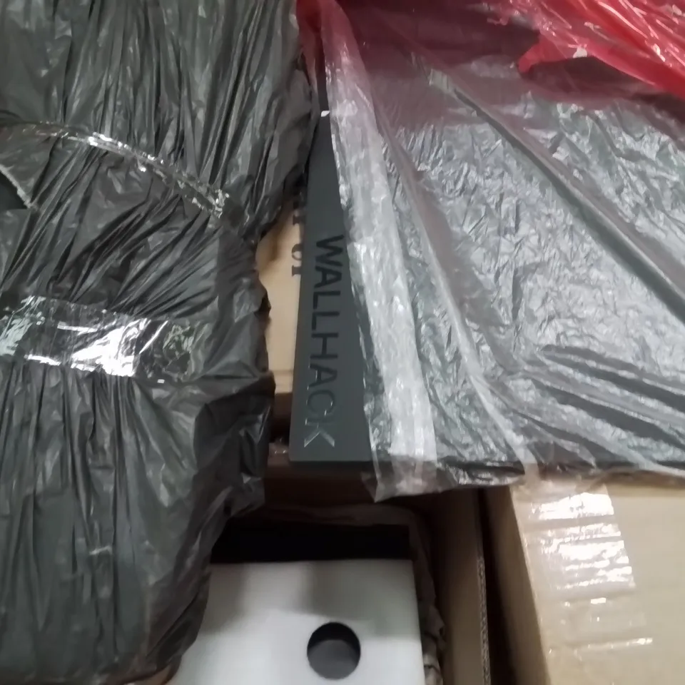 PALLET TO CONTAIN AN ASSORTMENT OF HOUSEHOLD ITEMS TO INCLUDE WALL CLOCKS, EV CHARGERS, STORAGE CONTAINERS AND A4 PAPER SHREDDER ECT