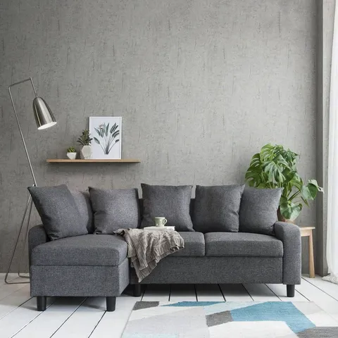 BOXED MITZI REVERSIBLE COMPACT 3 SEATER CORNER SOFA - GREY (2 BOXES)
