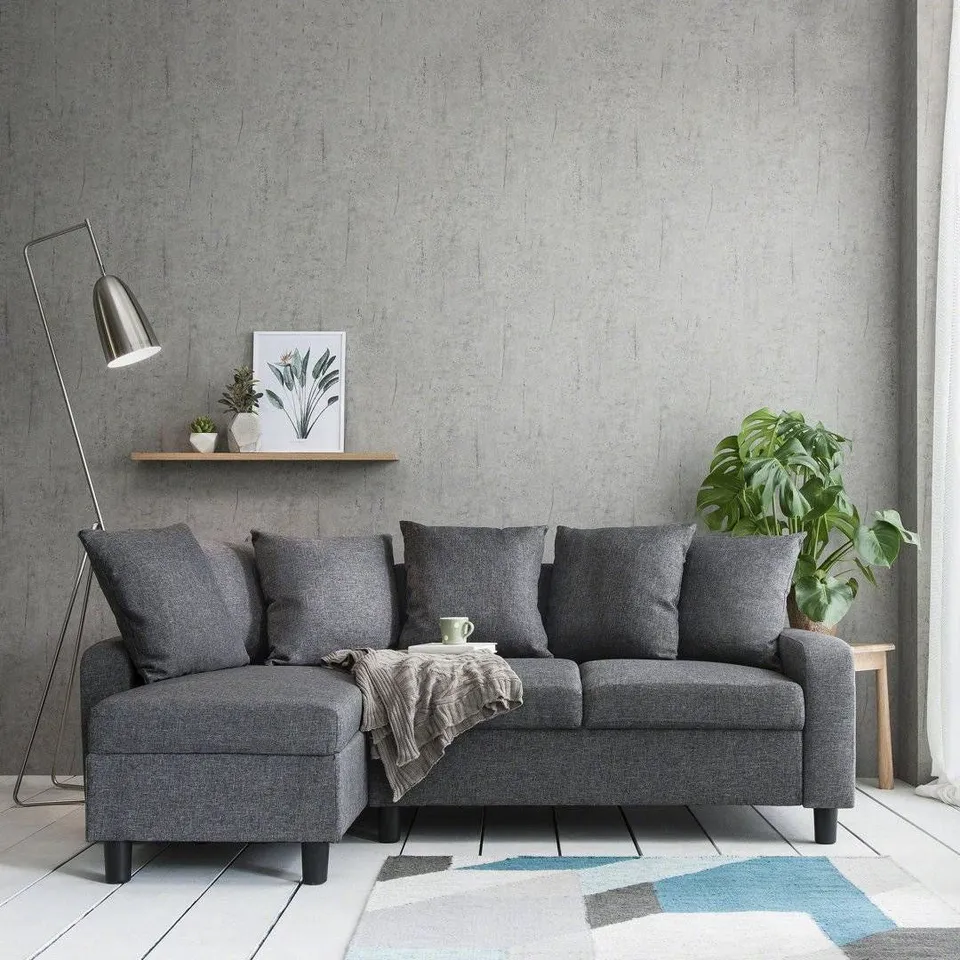 BOXED MITZI REVERSIBLE COMPACT 3 SEATER CORNER SOFA - GREY (2 BOXES)