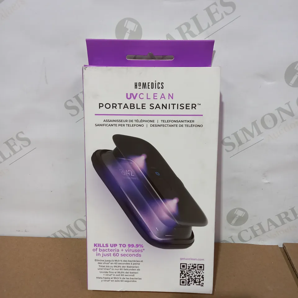 BOX OF APPROXIMATELY 12 HOMEDICS UV CLEAN PORTABLE SANITISER BAGS