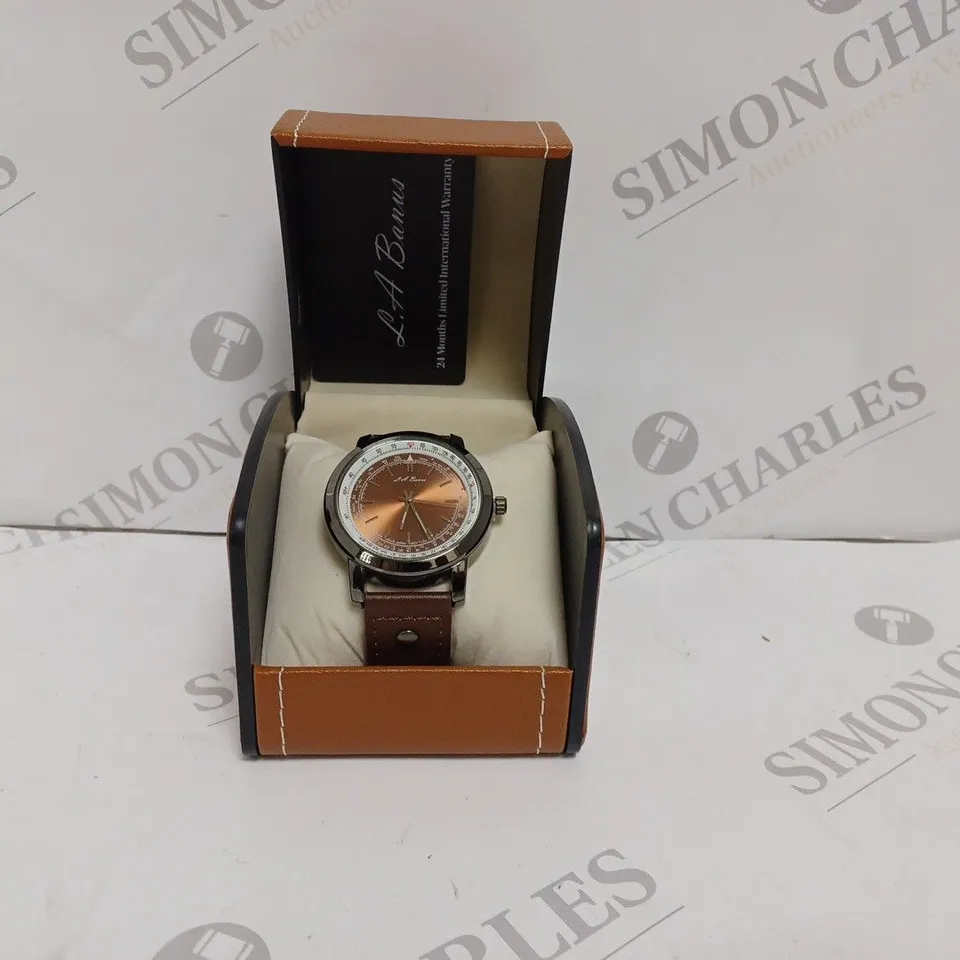 LA BANUS WATCH - STAINLESS STEEL - 3ATM WATER RESISTANT - LEATHER STRAP - DISPLAY BOX