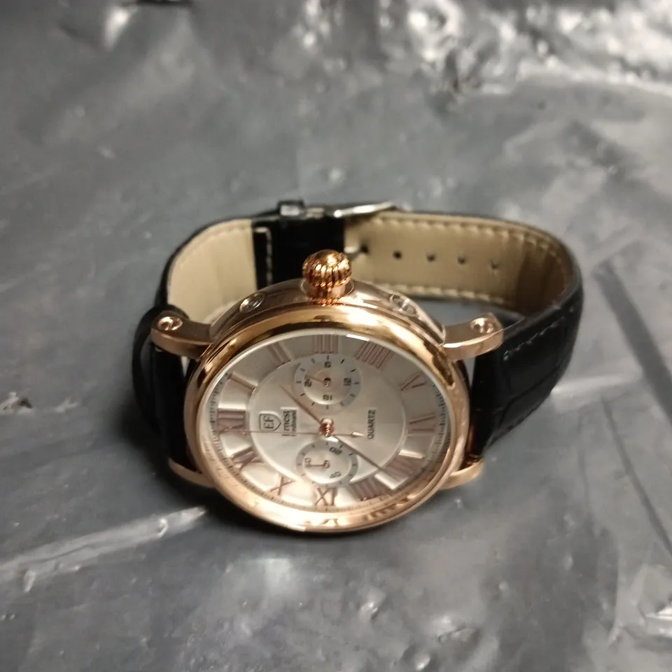 MENS ERNEST FERDINAND WATCH – FUNCTIONING SUB DIALS – LEATHER STRAP