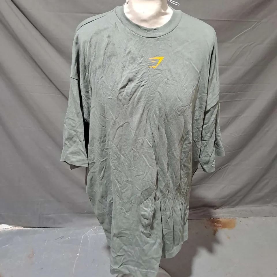 GYMSHARK OVERSIZED TSHIRT IN DUSK GREEN SIZE S