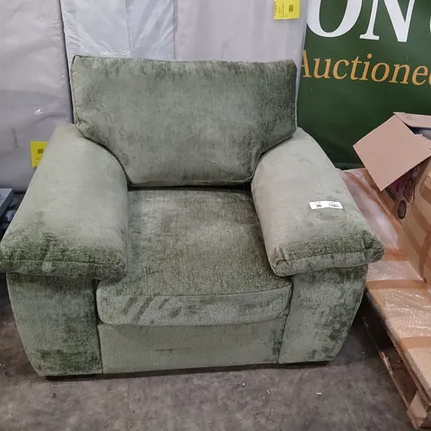 DESIGNER GREEN FABRIC ARM CHAIR