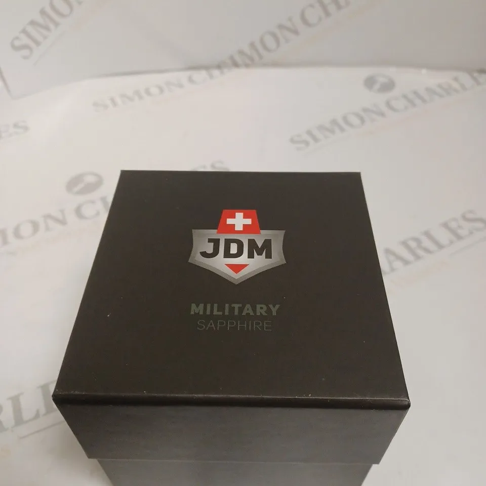 BOXED JDM GENTS SWISS MADE ALPHA CHRONO WATCH - MILITARY SAPPHIRE