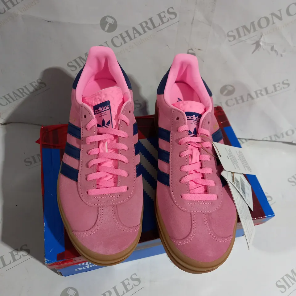 BOXED PAIR OF ADIDAS GAZELLE BOLD W PINK TRAINERS SIZE 5