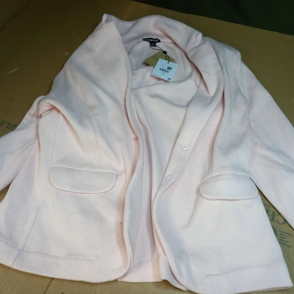 WHISTLES KNIT EFFECT PINK BUTTONED CARDIGAN - UK 12