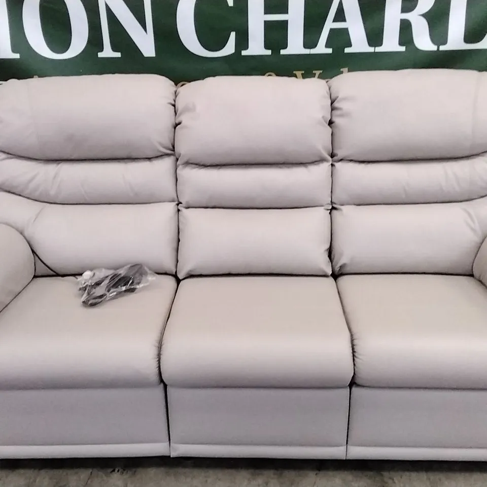 QUALITY BRITISH DESIGNED & MANUFACTURED G PLAN MALVERN 3 SEATER POWER RECLINER OXFORD PUTTY LEATHER