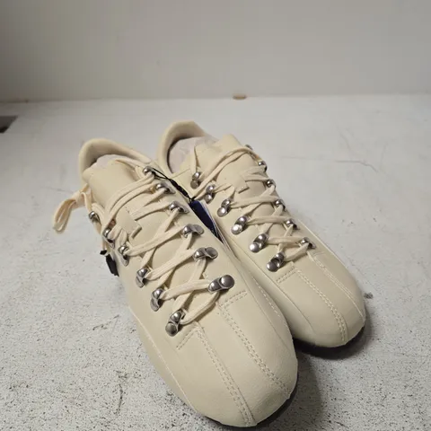 PULL&BEAR CREAM LEATHER-EFFECT HIGH-TOP BOOTS, UK 6